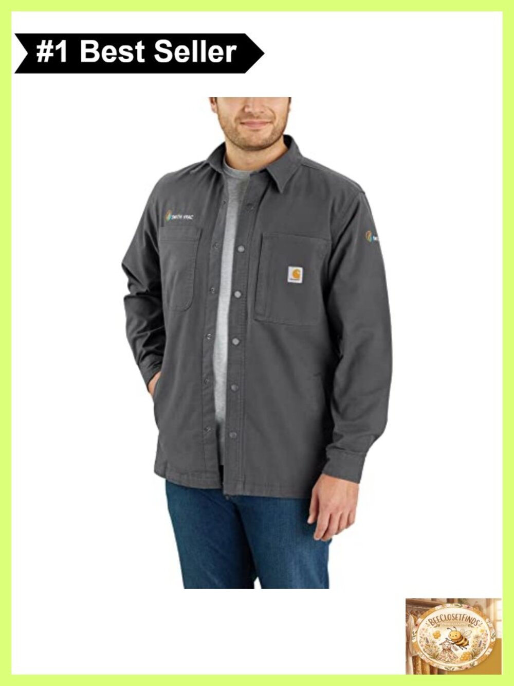 Rugged Flex Relaxed Fit Canvas Fleece-Lined Snap Shirt Jac